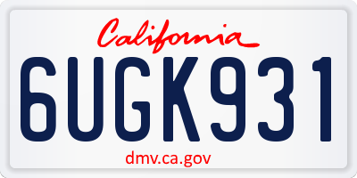 CA license plate 6UGK931