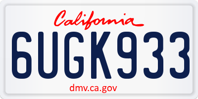 CA license plate 6UGK933
