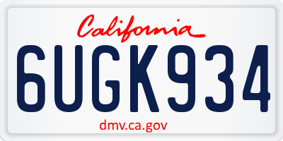 CA license plate 6UGK934
