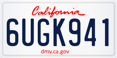 CA license plate 6UGK941