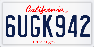 CA license plate 6UGK942