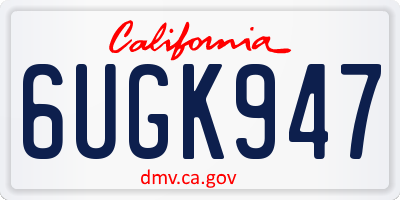 CA license plate 6UGK947