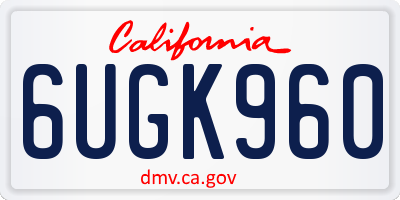 CA license plate 6UGK960