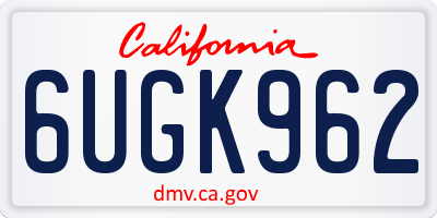 CA license plate 6UGK962