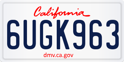CA license plate 6UGK963