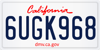CA license plate 6UGK968