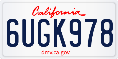CA license plate 6UGK978