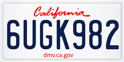 CA license plate 6UGK982