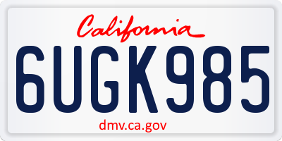 CA license plate 6UGK985