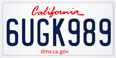 CA license plate 6UGK989