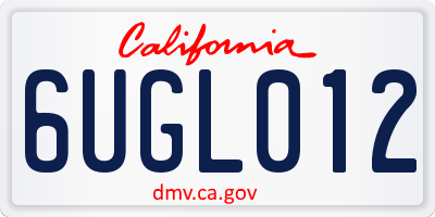CA license plate 6UGL012