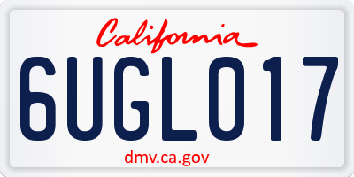 CA license plate 6UGL017