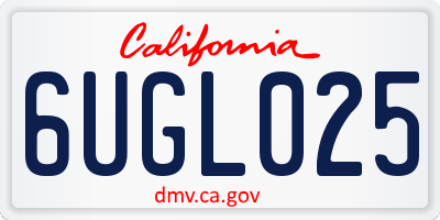 CA license plate 6UGL025