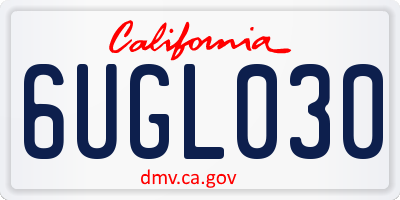 CA license plate 6UGL030