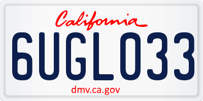 CA license plate 6UGL033