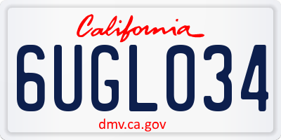 CA license plate 6UGL034