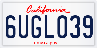 CA license plate 6UGL039