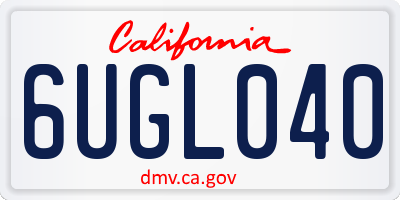 CA license plate 6UGL040