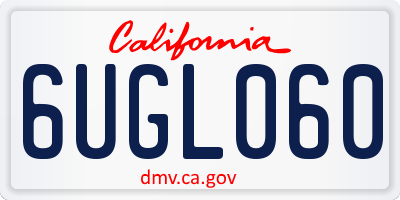 CA license plate 6UGL060