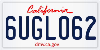CA license plate 6UGL062