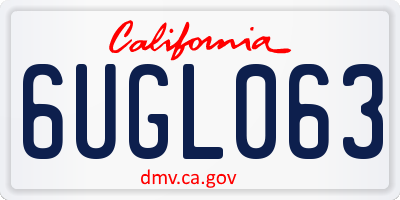 CA license plate 6UGL063
