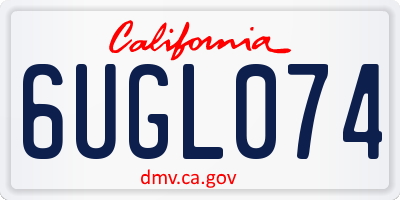 CA license plate 6UGL074