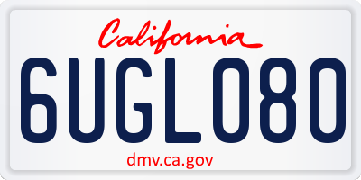 CA license plate 6UGL080
