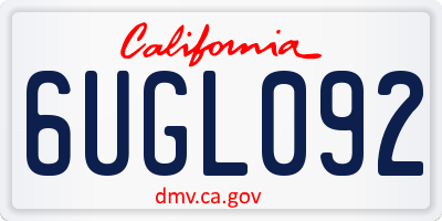 CA license plate 6UGL092