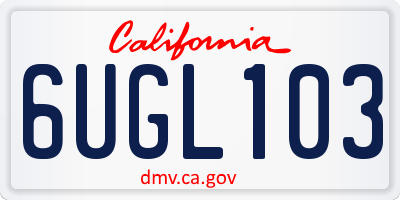 CA license plate 6UGL103