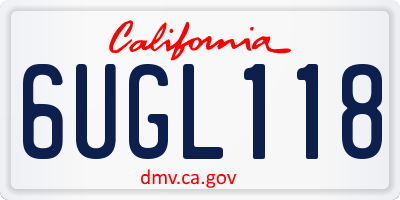 CA license plate 6UGL118
