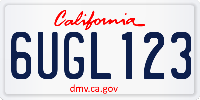 CA license plate 6UGL123