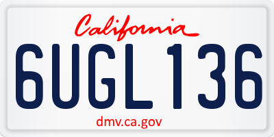 CA license plate 6UGL136