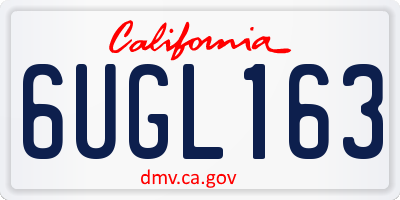 CA license plate 6UGL163