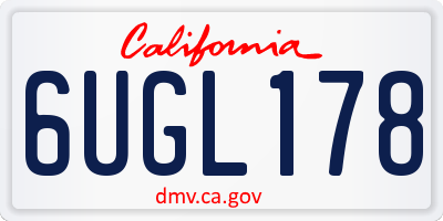 CA license plate 6UGL178