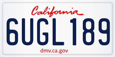 CA license plate 6UGL189