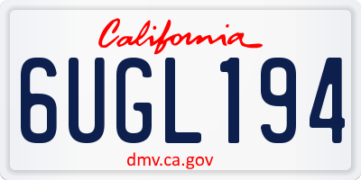CA license plate 6UGL194