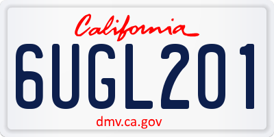 CA license plate 6UGL201