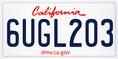 CA license plate 6UGL203