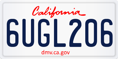 CA license plate 6UGL206