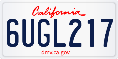 CA license plate 6UGL217