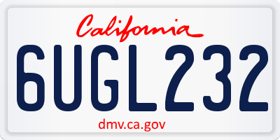 CA license plate 6UGL232