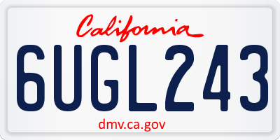 CA license plate 6UGL243