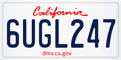 CA license plate 6UGL247
