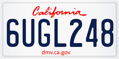 CA license plate 6UGL248