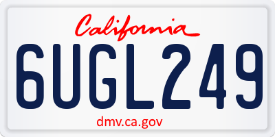CA license plate 6UGL249