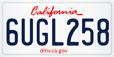 CA license plate 6UGL258
