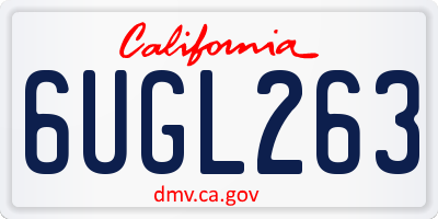 CA license plate 6UGL263