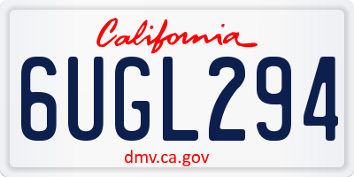 CA license plate 6UGL294