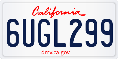 CA license plate 6UGL299