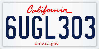CA license plate 6UGL303